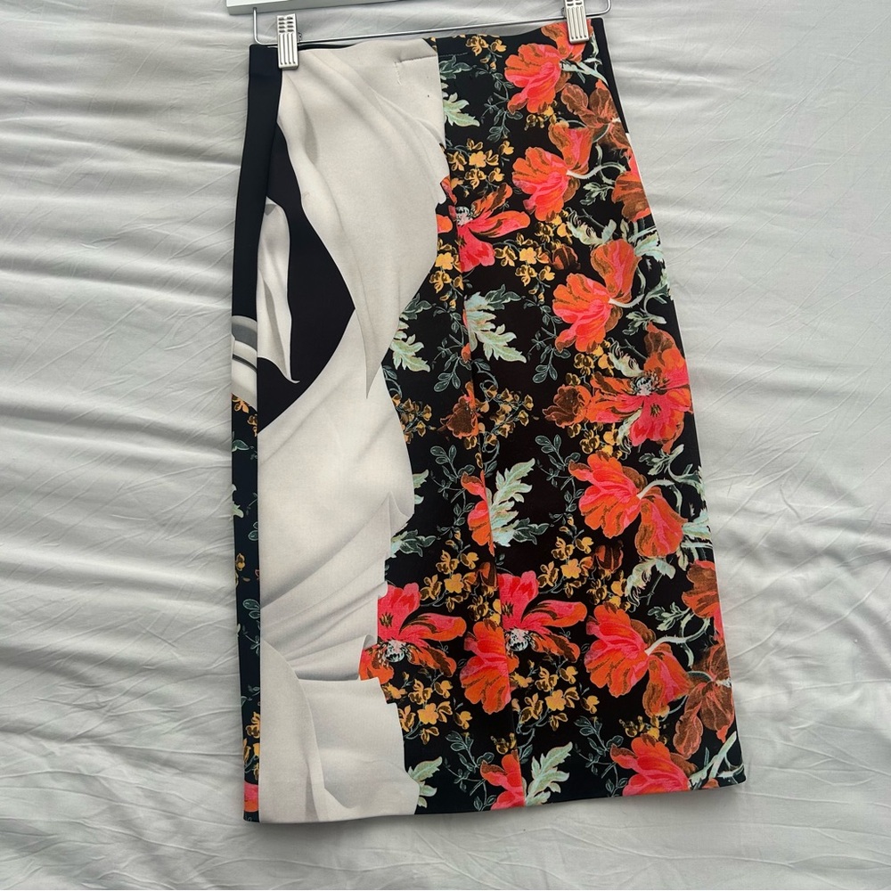 Clover Canyon Cream Asymmetrical Midi Pencil Skirt